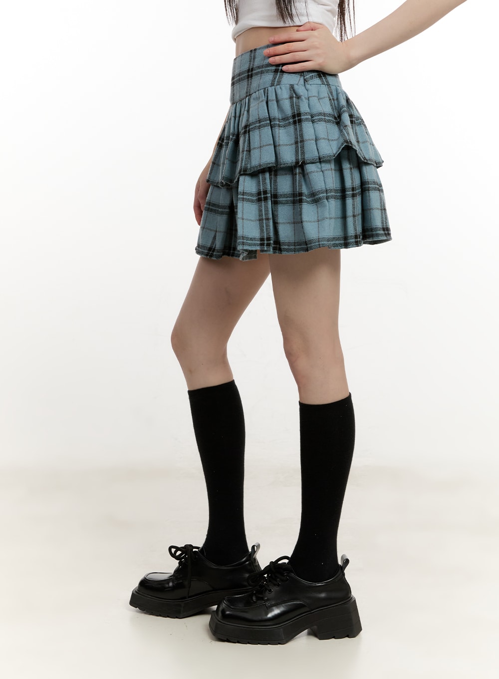 Ruffle Plaid Mini Skirt CM514